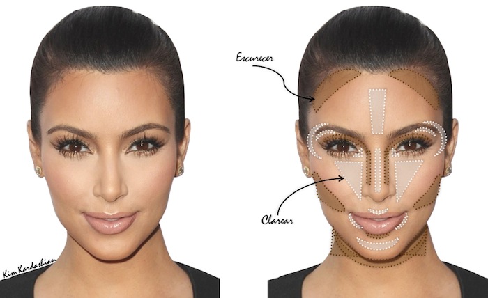 Kim Kardashian usa e abusa da maquiagem de contorno
