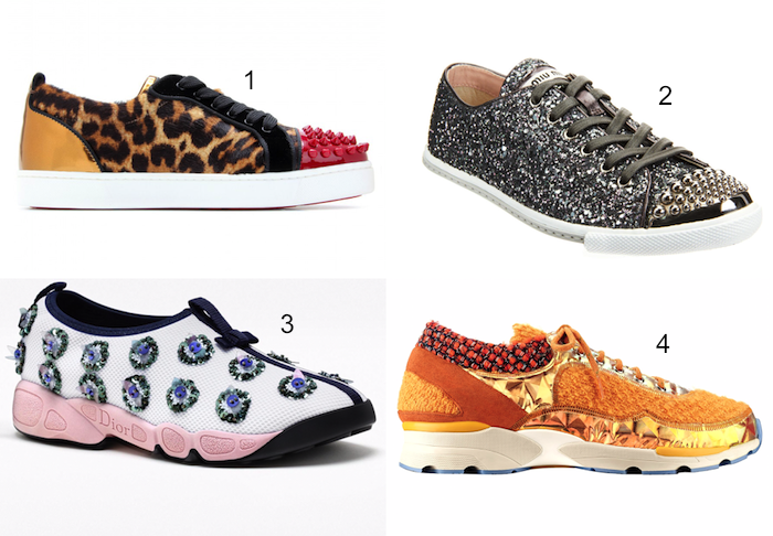 Sneakers de luxo: 1) Christian Louboutin 2) MiuMiu 3) Christian Dior 4) Chanel