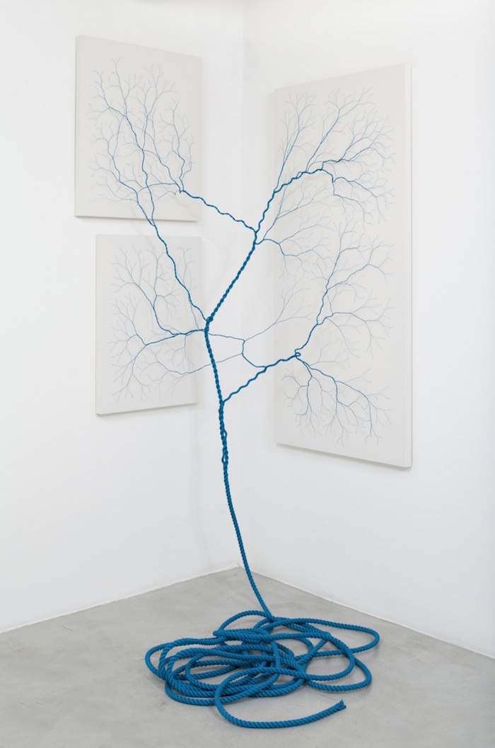 A corda é o principal elemento da obra de Janaína Mello Landini
